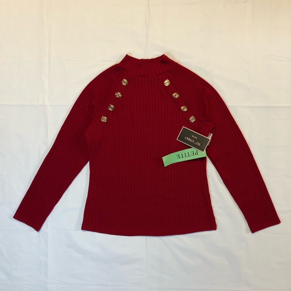 NWT 50th Street Women’s Long Sleeve Stretch Pullover Knit Red Sweater PL